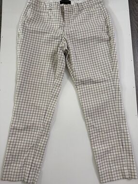 Banana Republic Cream Pants with Black Grid